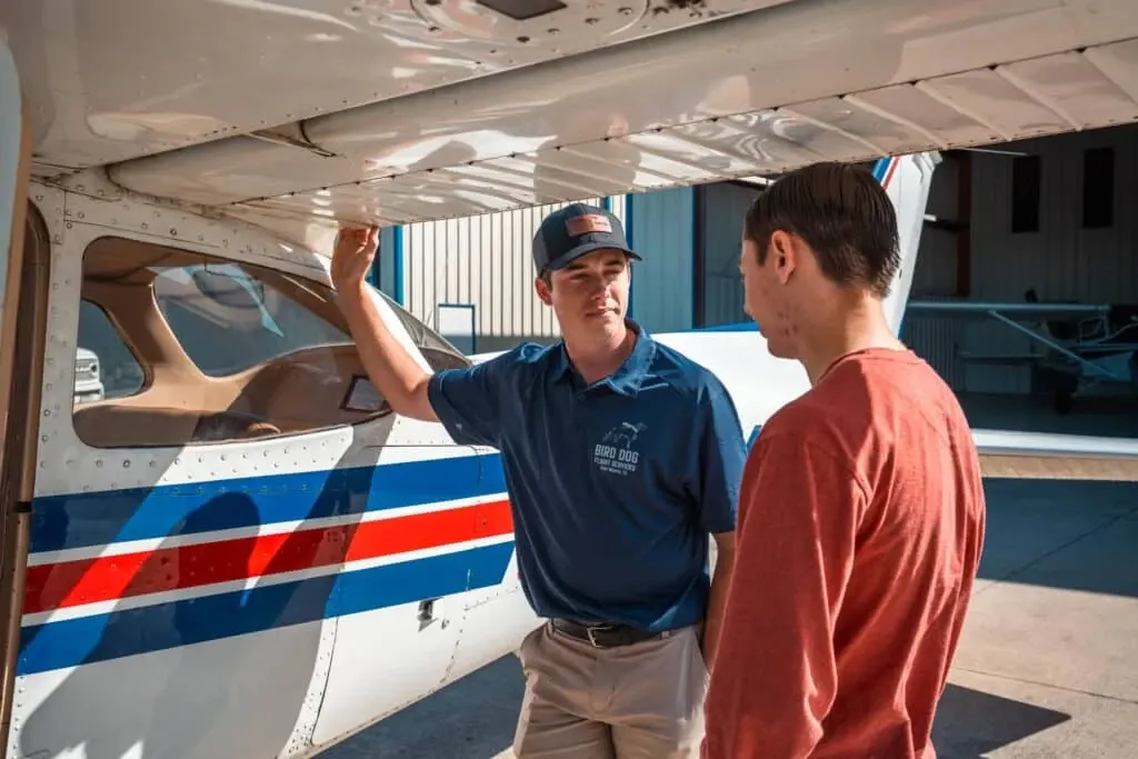Student pilot flying a Cessna 172 in Fort Worth